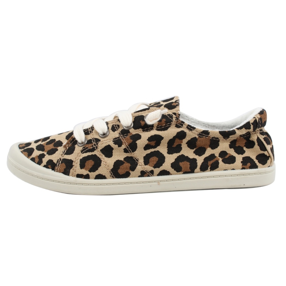 Size 8 Natural Leopard Lace Up Stretchy Back - Picture 3 of 7